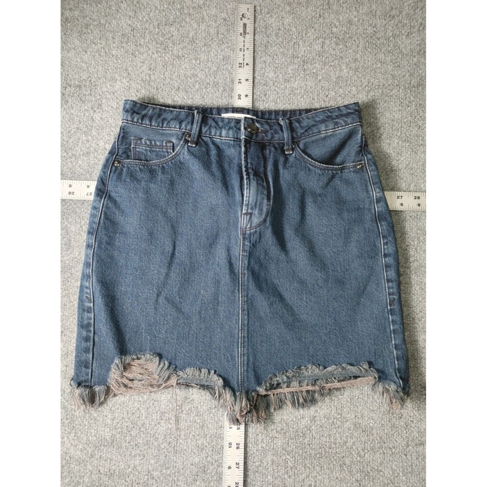 Good American Denim Mini Skirt Womens Size 0 /25 Frayed Hem